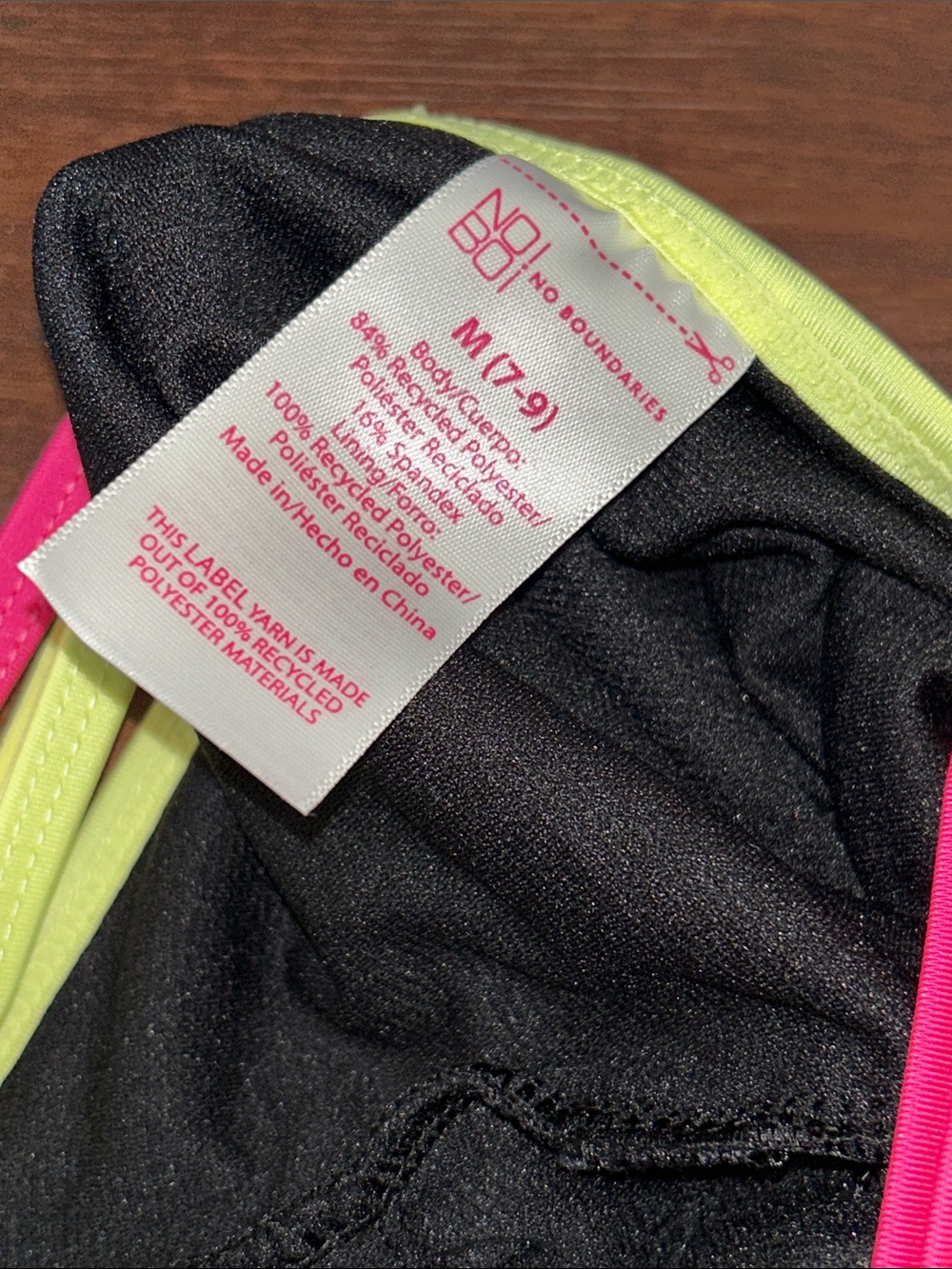No Boundaries Retro Style Neon One-piece Double Strap Swim Suit NWT - Picture 6 of 8
